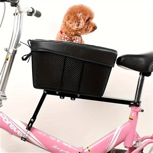 Iron frame Leather Pet Bike Bicycle Basket Durable Mesh Dog Cat Carrier Ideal For Shopping Outdoor Adventures - Folding Bikes