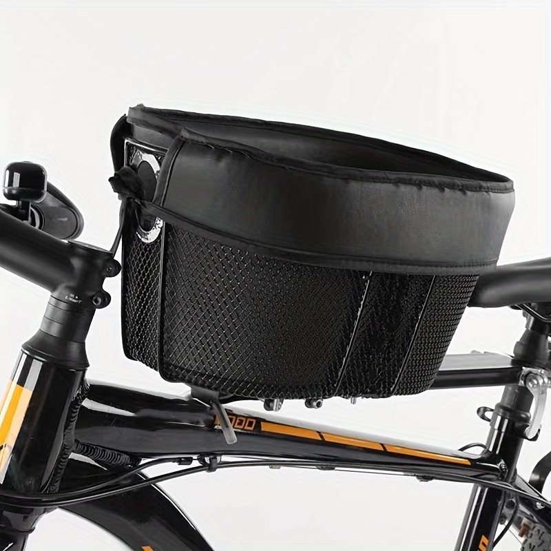 Iron frame Leather Pet Bike Bicycle Basket Durable Mesh Dog Cat Carrier Ideal For Shopping Outdoor Adventures - Mountain Bikes