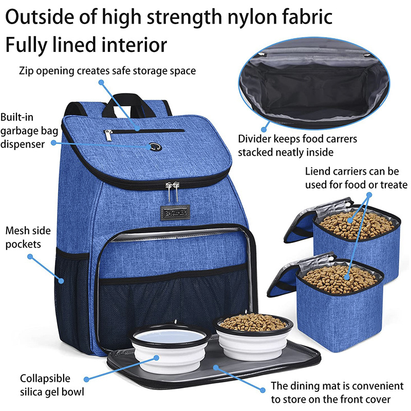 Kitten Carrier Carrying Handbag Backpack Ventilate Durable Oxford Puppy Cats Dogs Bags Cat Food Storage Bag Outdoor - Blue