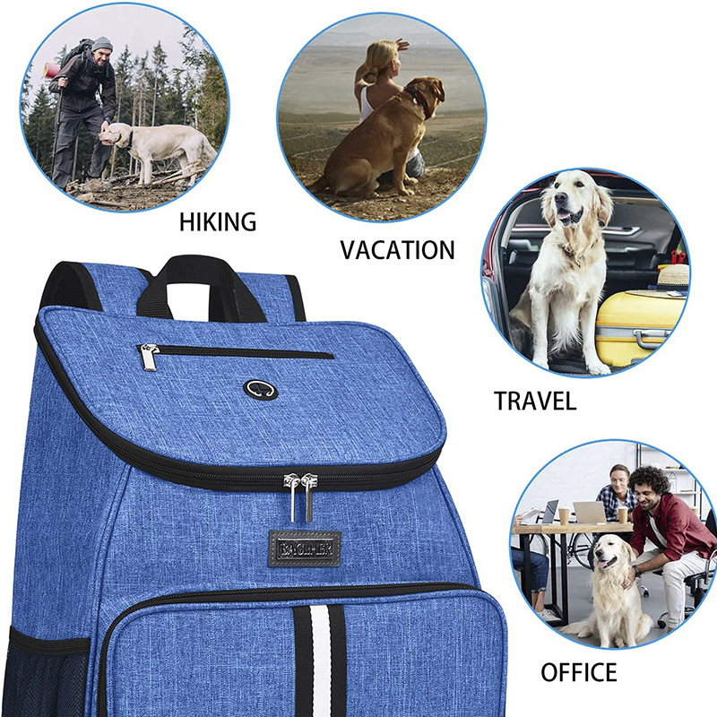 Kitten Carrier Carrying Handbag Backpack Ventilate Durable Oxford Puppy Cats Dogs Bags Cat Food Storage Bag Outdoor - Blue