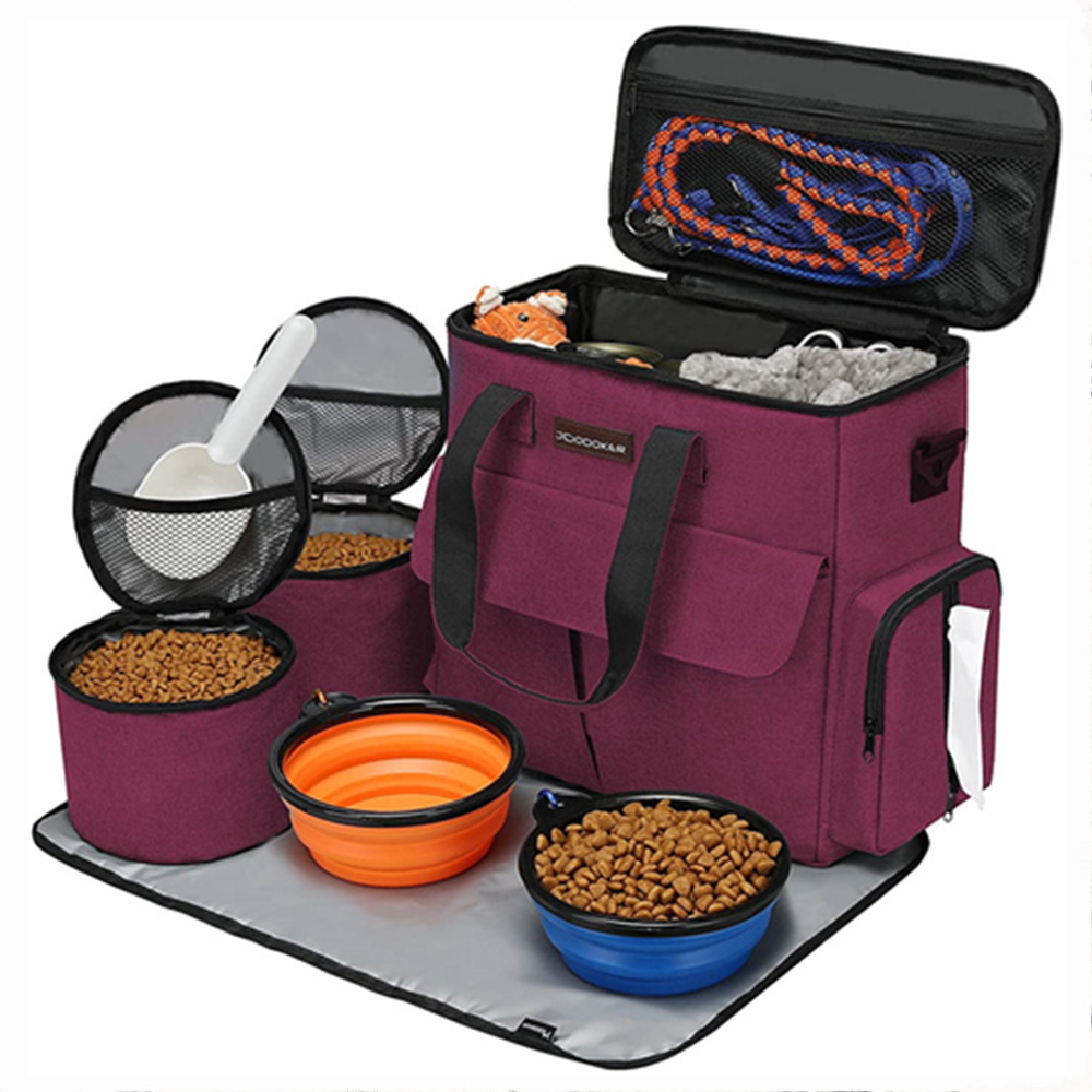 Kitten Carrier Carrying Handbag Shoulder Ventilate Durable Oxford Puppy Cats Dogs Bags Cat Food Storage Bag Outdoor - Red