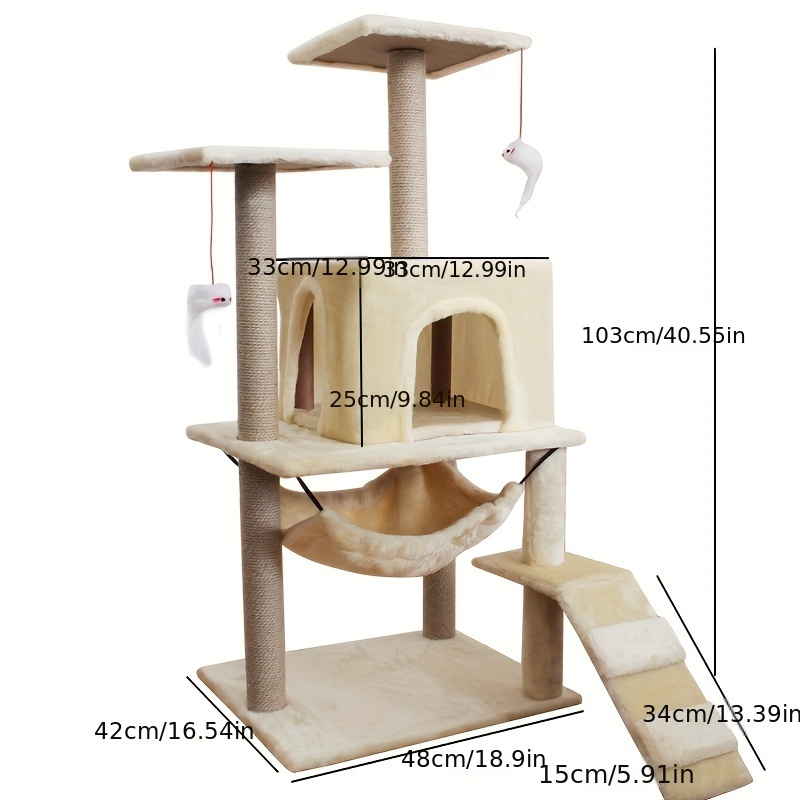 Kitten Cat Small Cat Tower For Indoor Cats Climbing Tree Cat Condo Scratching Post Cat Stairs Cat Hammock Cat Climber - Grey