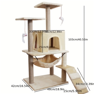 Kitten Cat Small Cat Tower For Indoor Cats Climbing Tree Cat Condo Scratching Post Cat Stairs Cat Hammock Cat Climber - Beige