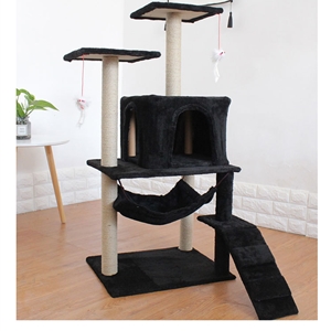 Kitten Cat Small Cat Tower For Indoor Cats Climbing Tree Cat Condo Scratching Post Cat Stairs Cat Hammock Cat Climber - Black