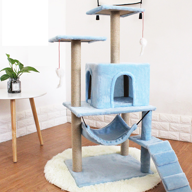 Kitten Cat Small Cat Tower For Indoor Cats Climbing Tree Cat Condo Scratching Post Cat Stairs Cat Hammock Cat Climber - Grey