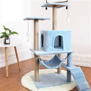 Kitten Cat Small Cat Tower For Indoor Cats Climbing Tree Cat Condo Scratching Post Cat Stairs Cat Hammock Cat Climber - Blue