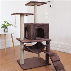 Kitten Cat Small Cat Tower For Indoor Cats Climbing Tree Cat Condo Scratching Post Cat Stairs Cat Hammock Cat Climber - Brown