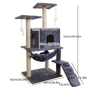Kitten Cat Small Cat Tower For Indoor Cats Climbing Tree Cat Condo Scratching Post Cat Stairs Cat Hammock Cat Climber - Grey