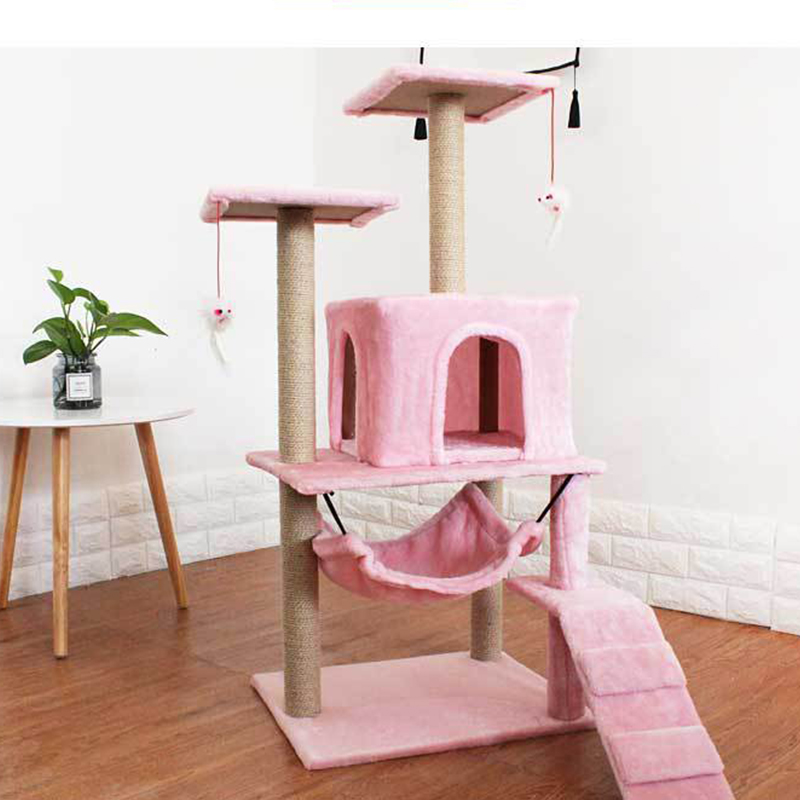 Kitten Cat Small Cat Tower For Indoor Cats Climbing Tree Cat Condo Scratching Post Cat Stairs Cat Hammock Cat Climber - Grey