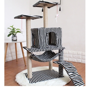 Kitten Cat Small Cat Tower For Indoor Cats Climbing Tree Cat Condo Scratching Post Cat Stairs Cat Hammock Cat Climber - Zebra White