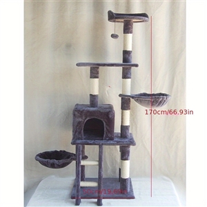 Large Cat Tower For Big Cats Cat Climbing Tree Cat Condo Scratching Post Multi-Level Large Cat Climbing Ladder Stairs - 6 Floors Grey