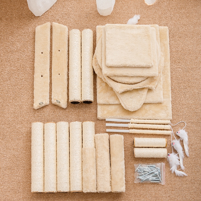 Large Cat Tower For Big Cats Cat Climbing Tree Cat Condo Scratching Post Multi-Level Large Cat Climbing Ladder Stairs - Grey