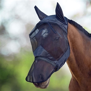 Long Nose Polyester Mosquito Repellent Summer Breathable Horse Fly Mask Best Mesh Ride Horse Supplies - Black