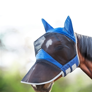 Long Nose Polyester Mosquito Repellent Summer Breathable Horse Fly Mask With Ears Comfortable Mesh Ride Horse Supplies - Blue