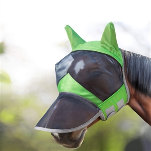 Long Nose Polyester Mosquito Repellent Summer Breathable Horse Fly Mask With Ears Comfortable Mesh Ride Horse Supplies - Green