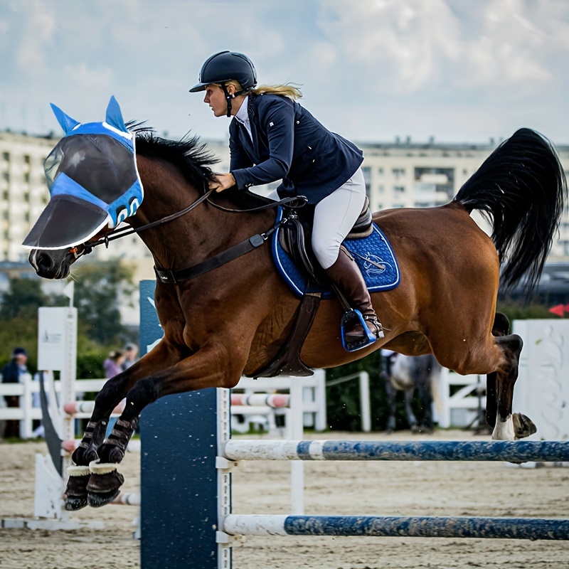 Long Nose Polyester Mosquito Repellent Summer Breathable Horse Fly Mask With Ears Comfortable Mesh Ride Horse Supplies - Rose