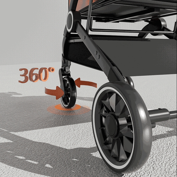 Luxury Foldable Pet Stroller Alloy Multifunctional PU Leather Removable Cats Dogs Bags Storage Basket Travel Outdoor - Black