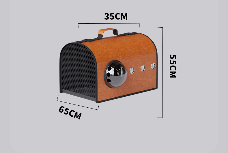 Luxury Foldable Pet Stroller Alloy Multifunctional PU Leather Removable Cats Dogs Bags Storage Basket Travel Outdoor - Black