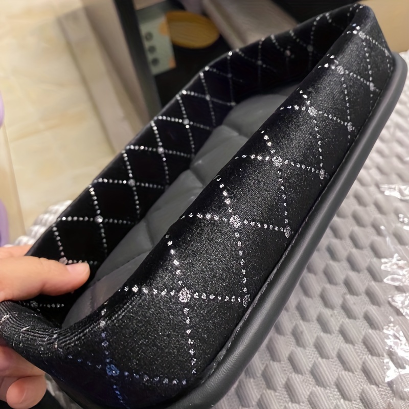 Luxury Glitter Armrest Box Storage Pocket With Diamond Car Storage Box Bridge Multi-function Place Debris Tray Car Decoration - Black