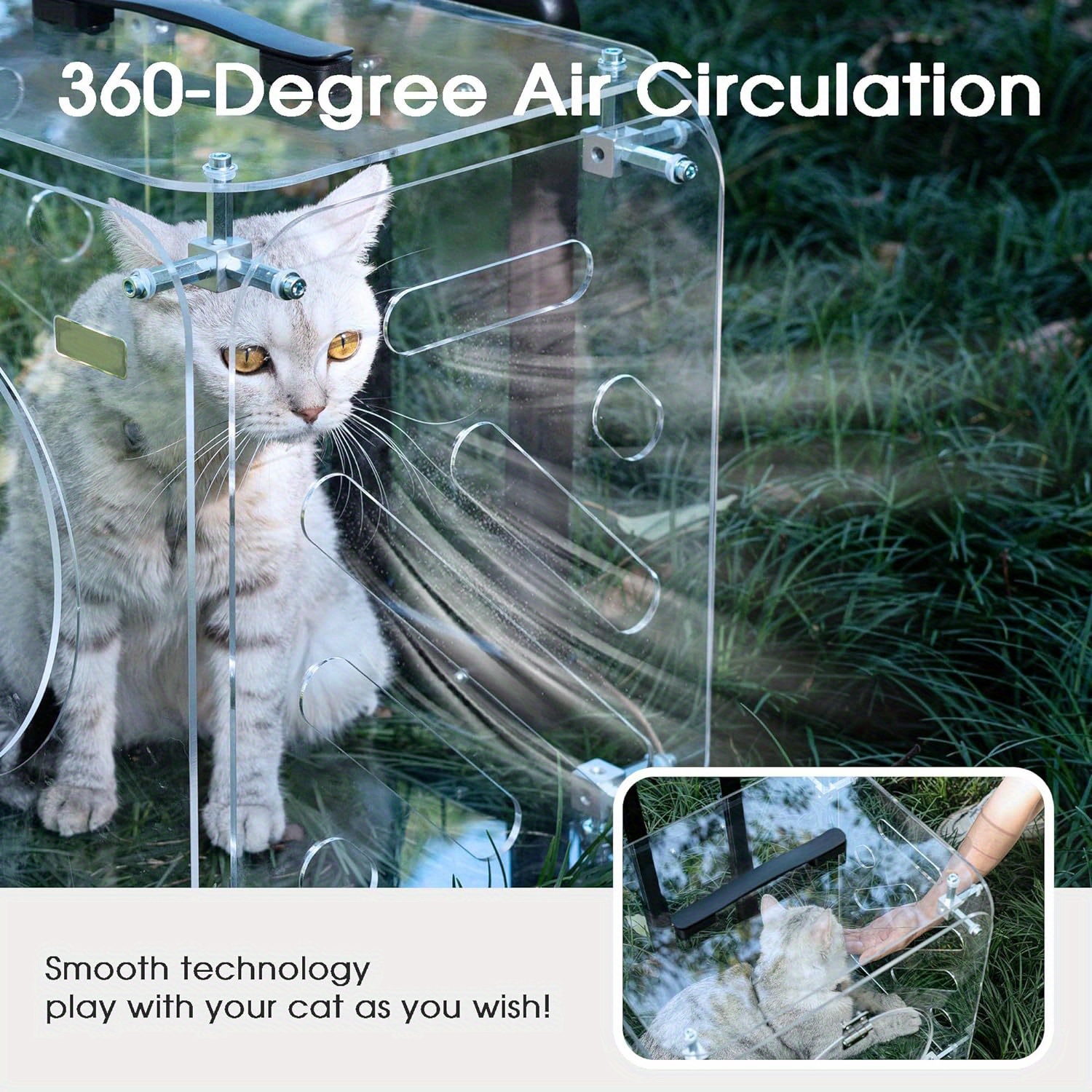 Luxury Portable Pet Strollers With Wheels Durable Acrylic PC Closure For Cats Dogs Bags Ideal For Travel Outdoor Use - Transparent