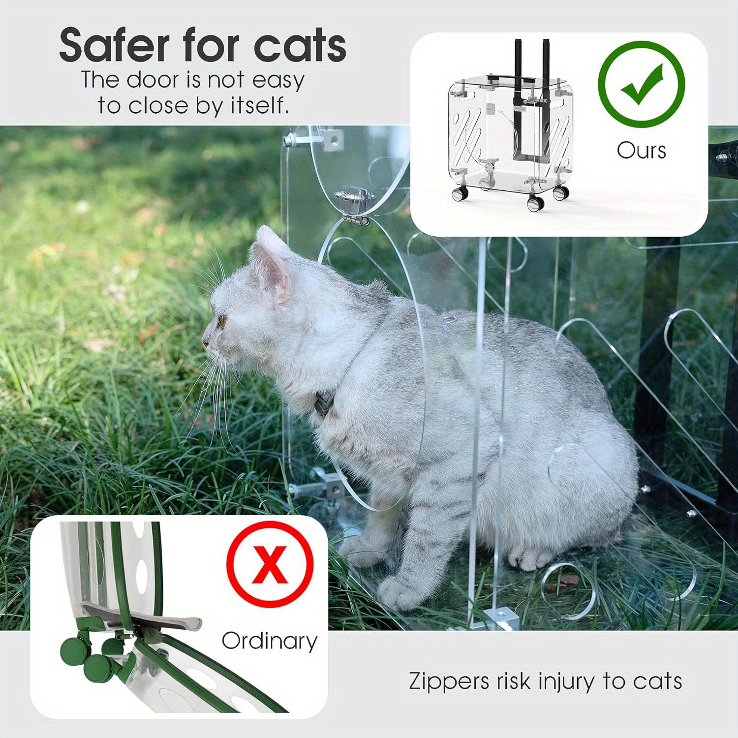 Luxury Portable Pet Strollers With Wheels Durable Acrylic PC Closure For Cats Dogs Bags Ideal For Travel Outdoor Use - Transparent