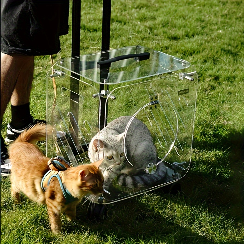 Luxury Portable Pet Strollers With Wheels Durable Acrylic PC Closure For Cats Dogs Bags Ideal For Travel Outdoor Use - Transparent