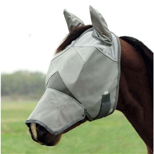 Lycra Mosquito Repellent Summer Breathable Horse Fly Mask With Ears And Nose Cover Rugged Ride Horse Supplies - Black