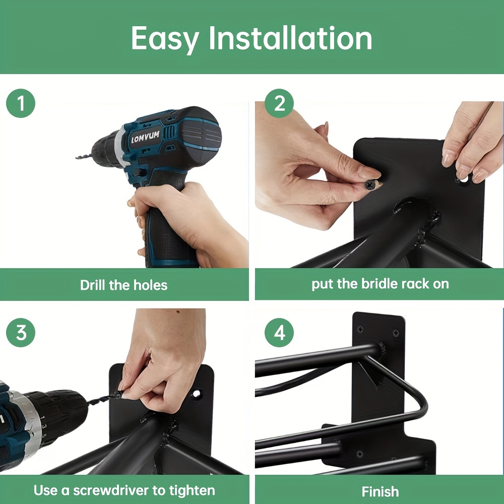 Metal Wall Mounted Saddle Rack Easy Installation Stable Storage Suitable For Western Equestrian Gear Horse Supplies - Black