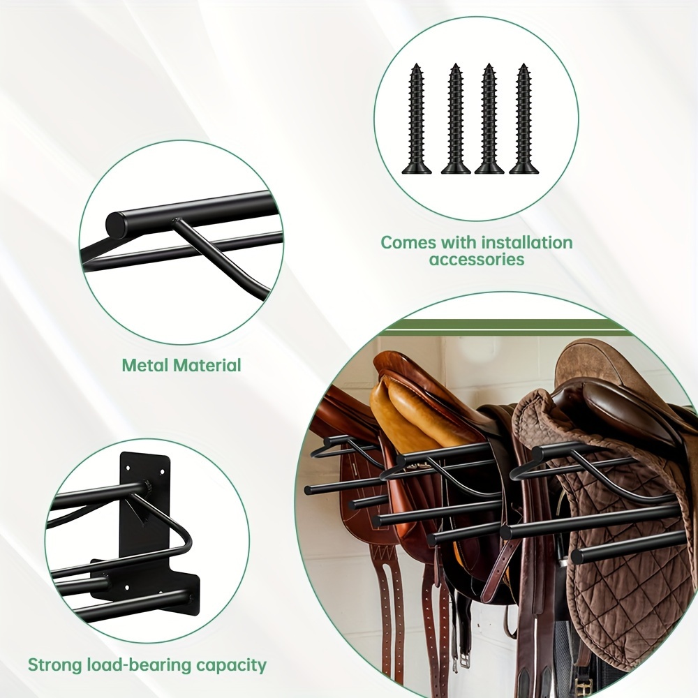 Metal Wall Mounted Saddle Rack Easy Installation Stable Storage Suitable For Western Equestrian Gear Horse Supplies - Black