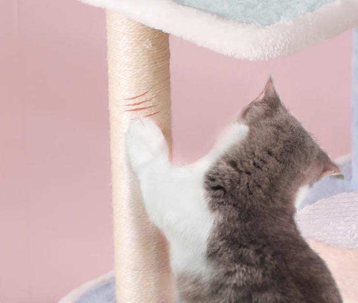 Modern Winter Small Cat Tree For Indoor Cats Climbing Tree Cat Condo Scratching Post Cat Toy Cat Climbing Shelf Cat Climber - Grey