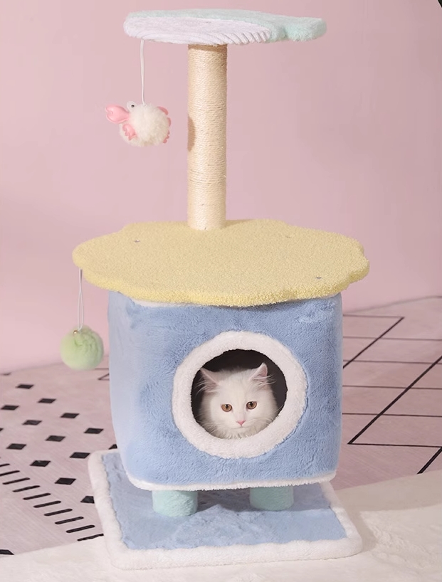 Modern Winter Small Cat Tree For Indoor Cats Climbing Tree Cat Condo Scratching Post Cat Toy Cat Climbing Shelf Cat Climber - Grey
