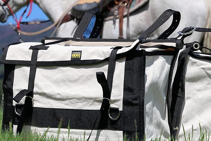 Multi-Purpose Horse Supplies Equestrian Canvas Bag With Water Bottle Holder Durable Nylon Fabric Fit For Riders - White