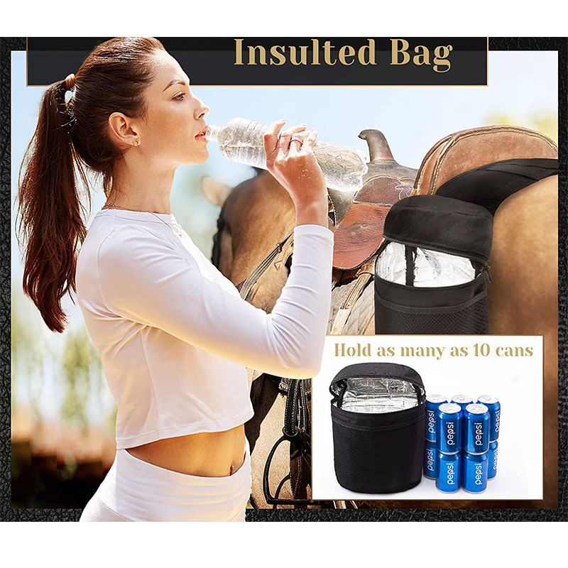 Multi-Purpose Horse Supplies Equestrian Insulated Bag With Water Bottle Holder Durable Oxford Fabric Fit For Riders - Black