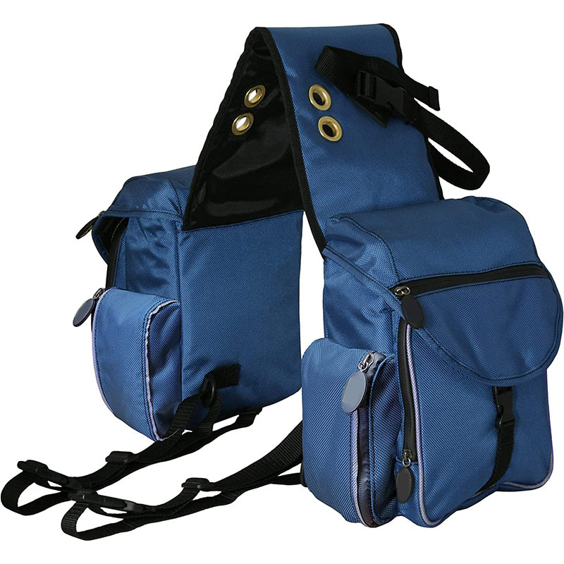 Multi-Purpose Horse Supplies Equestrian Saddle Bag With Heat Pad Holder Durable Nylon Fabric Fit For Riders - Blue