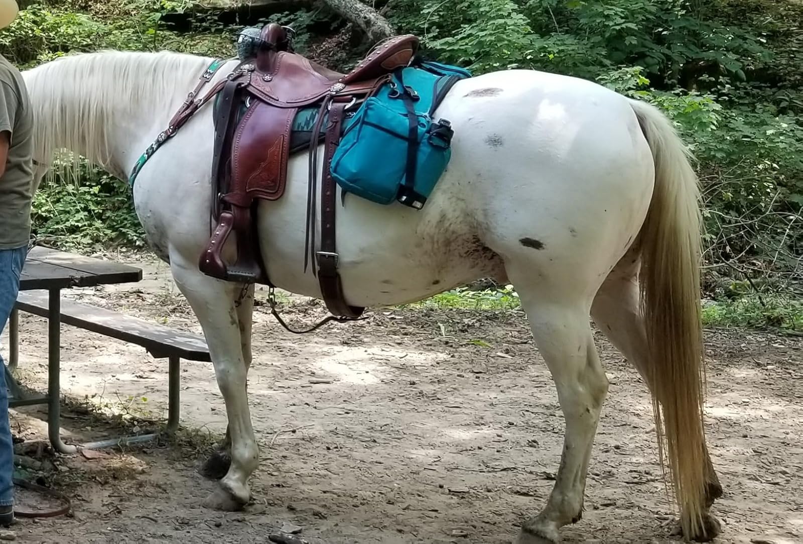 Multi-Purpose Horse Supplies Equestrian Saddle Bag With Heat Pad Holder Durable Nylon Fabric Fit For Riders - Blue