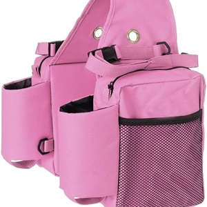 Multi-Purpose Horse Supplies Equestrian Saddle Bag With Water Bottle Holder Durable Nylon Fabric Fit For Riders - Pink