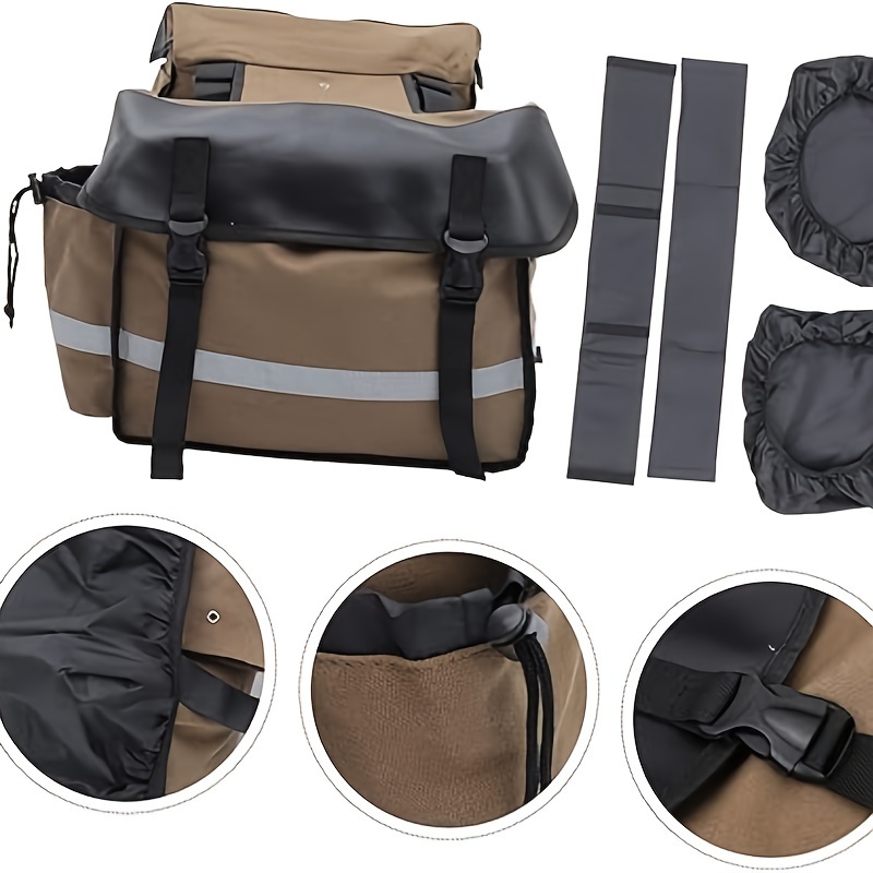 Multi-Purpose Horse Supplies Equestrian Saddle Bag With Water Bottle Holder Durable Oxford Fabric Fit For Riders - Brown