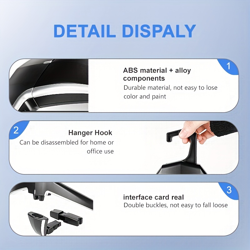 Multifunctional Car Coat Hangers Handle Hanging Hook ABS Alloy Portable Headrest Clothes Suit Travel Storage Bags Jacket - Penguin Black