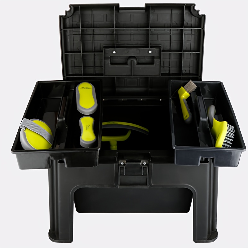 Multifunctional Horse Grooming Tool Storage Box Durable Abs Resin Ideal For Storing Horse Washing Tools Equestrian Supplies - Black