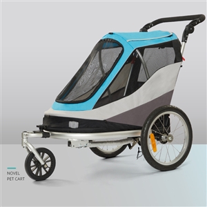 Outdoor Safe Carriers Strollers Large Pet Bicycle Trailer Foldable Cat Dog Handcart Tricycle Dual-use Outdoor Camping Luggage - Blue