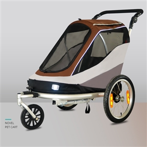 Outdoor Safe Carriers Strollers Large Pet Bicycle Trailer Foldable Cat Dog Handcart Tricycle Dual-use Outdoor Camping Luggage - Brown
