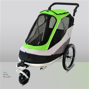 Outdoor Safe Carriers Strollers Large Pet Bicycle Trailer Foldable Cat Dog Handcart Tricycle Dual-use Outdoor Camping Luggage - Green