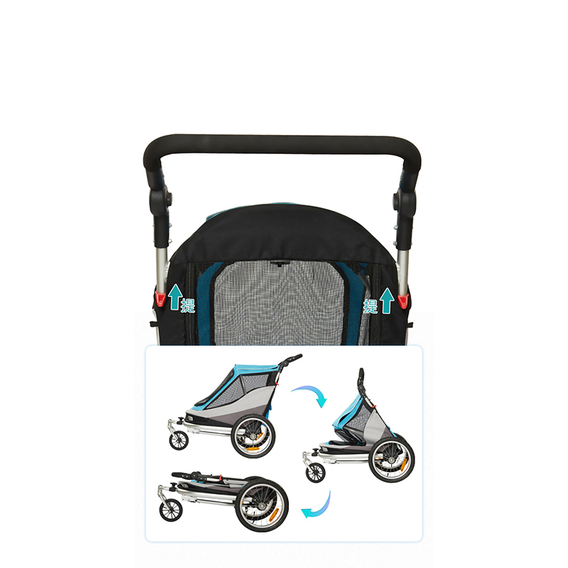 Outdoor Safe Carriers Strollers Large Pet Bicycle Trailer Foldable Cat Dog Handcart Tricycle Dual-use Outdoor Camping Luggage - Brown