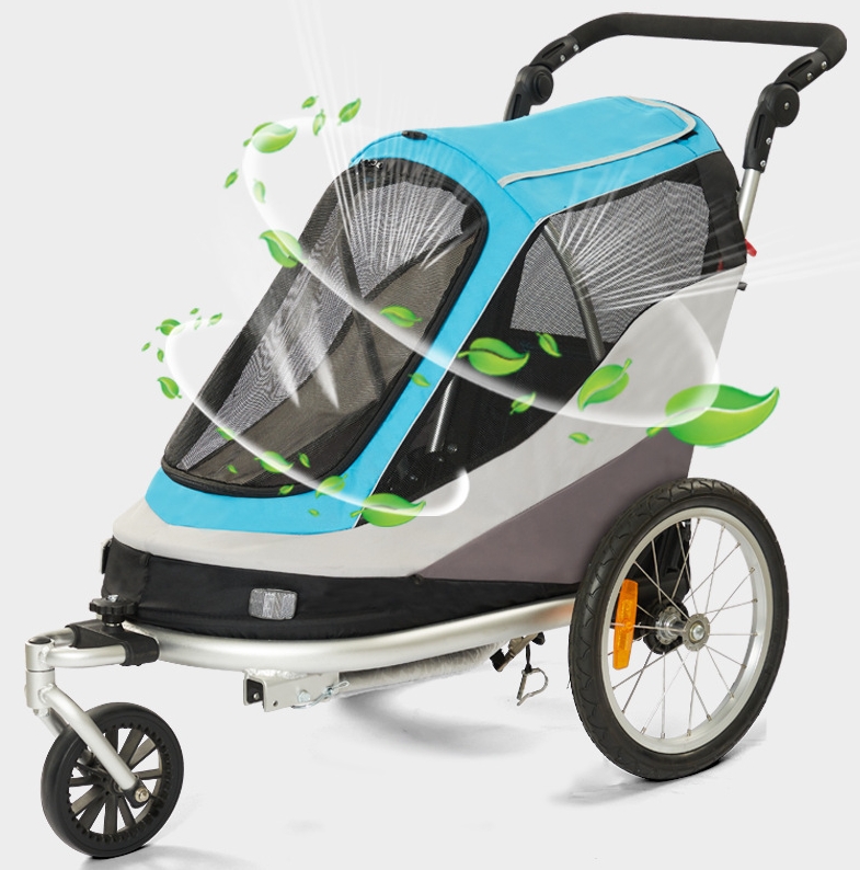 Outdoor Safe Carriers Strollers Large Pet Bicycle Trailer Foldable Cat Dog Handcart Tricycle Dual-use Outdoor Camping Luggage - Brown