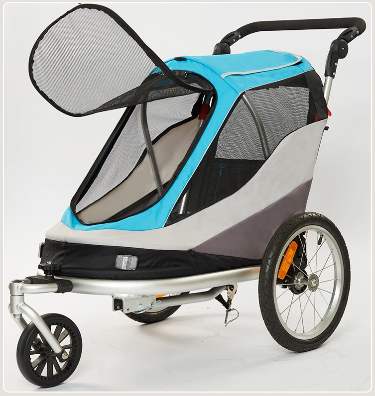 Outdoor Safe Carriers Strollers Large Pet Bicycle Trailer Foldable Cat Dog Handcart Tricycle Dual-use Outdoor Camping Luggage - Brown