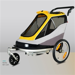 Outdoor Safe Carriers Strollers Large Pet Bicycle Trailer Foldable Cat Dog Handcart Tricycle Dual-use Outdoor Camping Luggage - Yellow