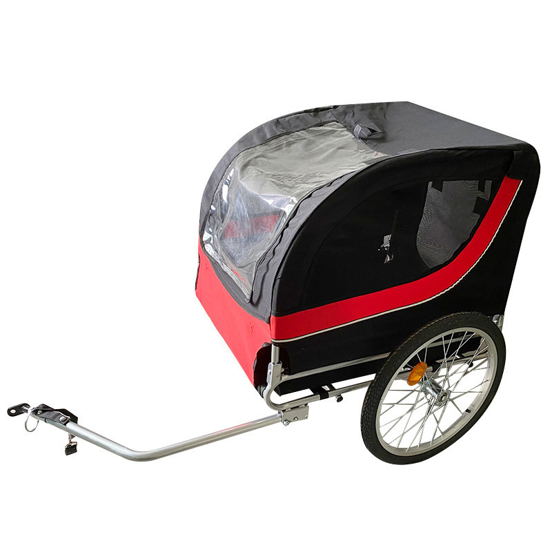 Outdoor Safe Carriers Strollers Large Pet Bike Trailer Foldable Cat Dog Handcart Tricycle Dual-use Outdoor Camping Luggage - Red Black