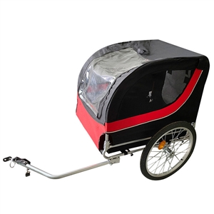 Outdoor Safe Carriers Strollers Large Pet Bike Trailer Foldable Cat Dog Handcart Tricycle Dual-use Outdoor Camping Luggage - Red Black