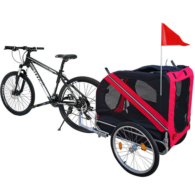 Outdoor Safe Carriers Strollers Large Pet Bike Trailer Foldable Cat Dog Handcart Tricycle Dual-use Outdoor Camping Luggage - Red