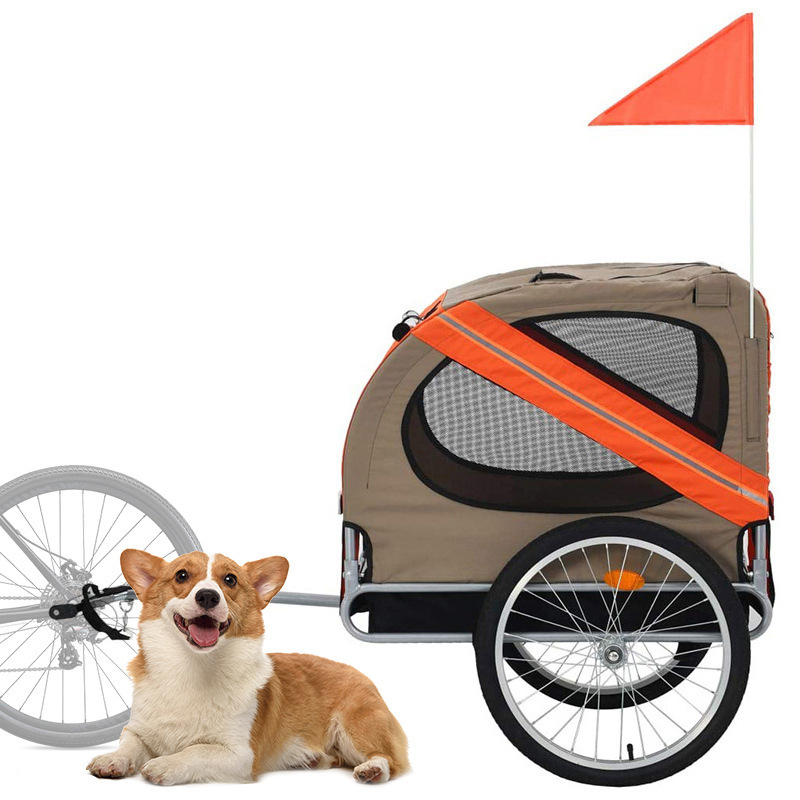 Outdoor Safe Carriers Strollers Large Pet Bike Trailer Foldable Cat Dog Handcart Tricycle Dual-use Outdoor Camping Luggage - Red Black